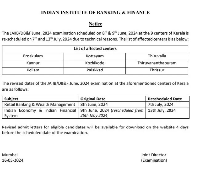 JAIIB Exam Date 2024