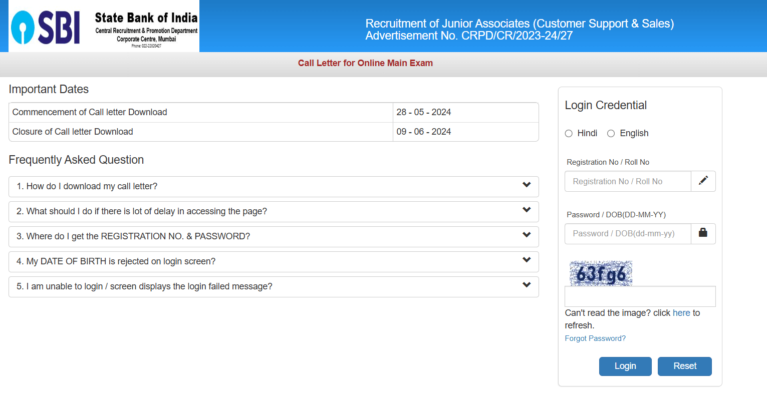 Steps To Download SBI Clerk Mains Call Letter 2024